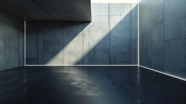 empty concrete room with dramatic lighting