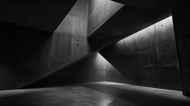 empty concrete room with dramatic lighting