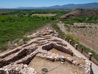 Scenic view from the top of ancestral pueblo dwelling at Tuzigoot National Monument - Clarkdale, Arizona