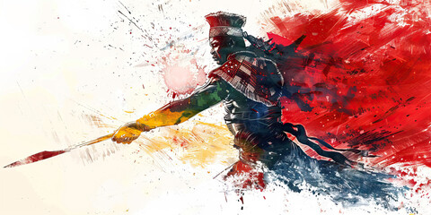 South African Flag with a Zulu Warrior and a Winemaker - Visualize the South African flag with a Zulu warrior representing South Africa's Zulu heritage and a winemaker