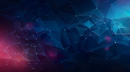 A vivid navy blue background overlaid with bright blue geometric connections