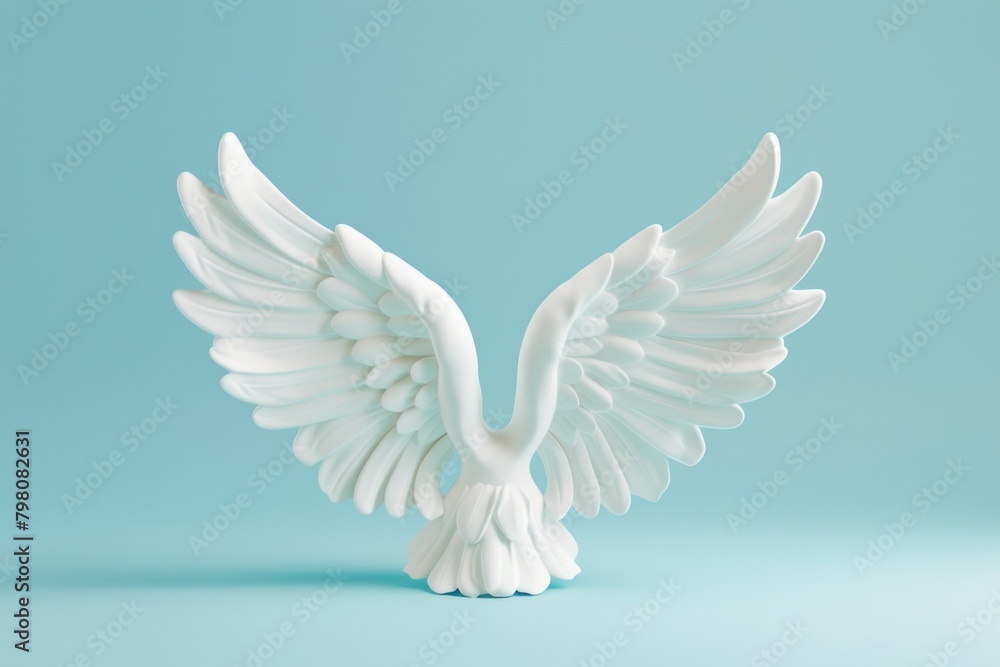 Poster A white statue of a bird on a blue background. Suitable for various design projects