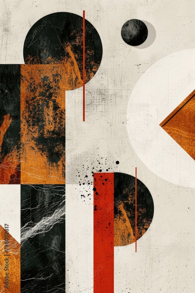 Poster colorful abstract painting with various shapes. perfect for backgrounds or artistic projects