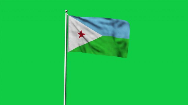 High detailed flag of Djibouti. National Djibouti flag. Africa. 3D Render.