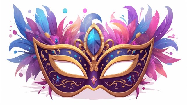 Discover a vibrant festival mask 2d perfectly isolated for your needs This cartoon mask is ideal for adding a lively touch to your Mardi Gras carnival party