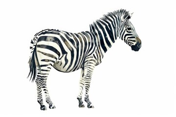 Fototapeta na wymiar A zebras striking stripes dazzle in a clean, minimal watercolor style illustration isolated on white background