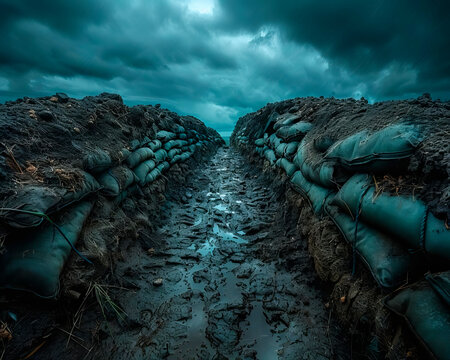 war trenches and sandbags