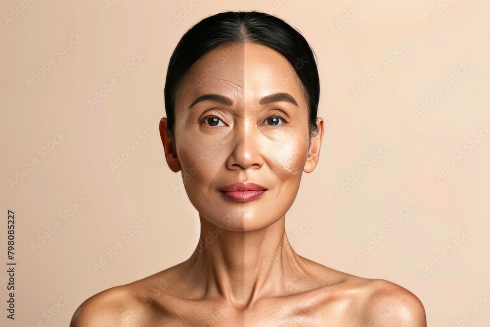 Poster visual aging features and aging challenges highlighted in life transition portrait realistic aging s