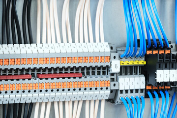 A picture of a bunch of wires and cables with numbers on them. The numbers are in a grid pattern and are in different colors. The image gives off a sense of organization and structure
