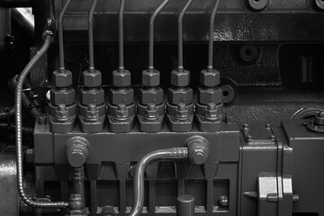 diesel engine. Fragment of a diesel motor close-up. Engine details  Diesel engine  backgroundbackground