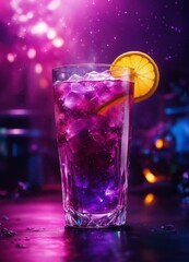 vibrant glowing purple drink in the glass