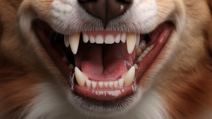 A close up of a growling dog's teeth