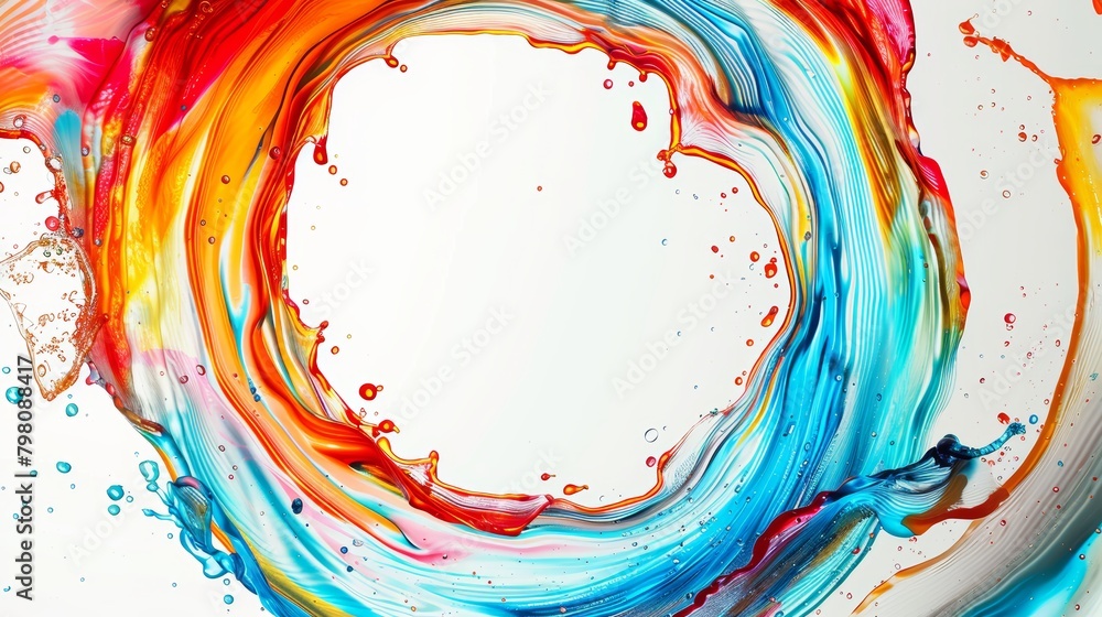 Aufkleber vibrant abstract art showing a circle liquid motion flow explosion with colorful curved waves and dr