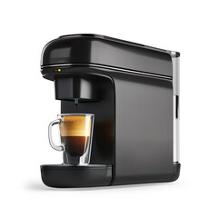 Single-serve coffee machine isolated on a transparent background 
