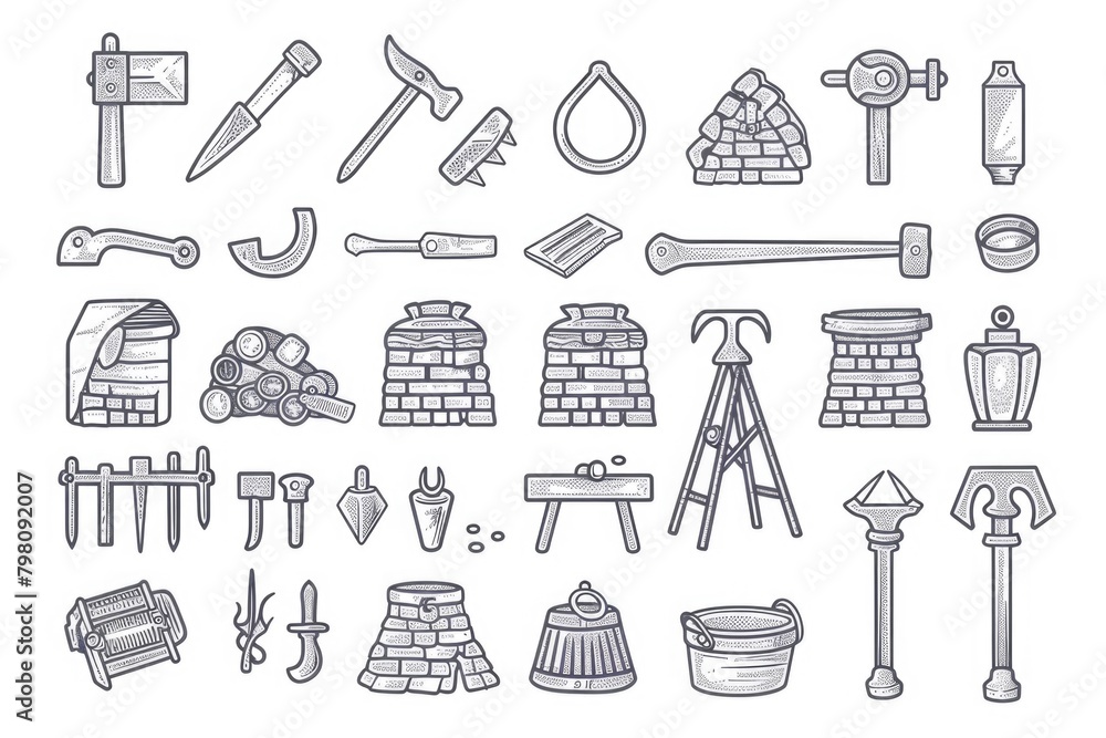 Aufkleber various tools displayed on a clean white surface. ideal for diy projects or construction concepts