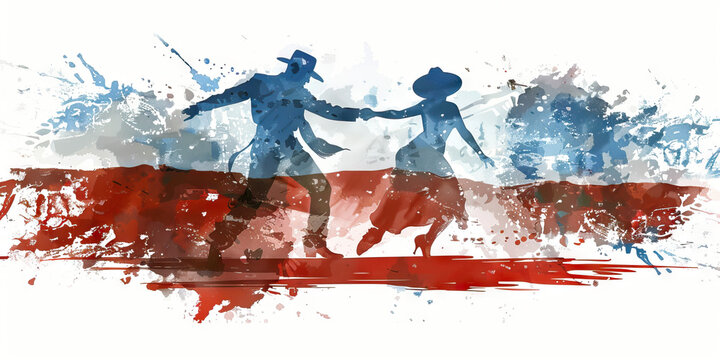 Argentinean Flag with a Tango Dancer and a Gaucho - Picture the Argentinean flag with a tango dancer representing Argentina's dance culture and a gaucho