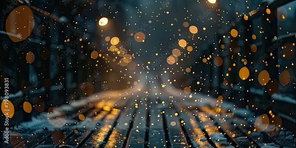 Poster soft and dreamy bokeh background accentuated by the enchanting presence of fireflies.