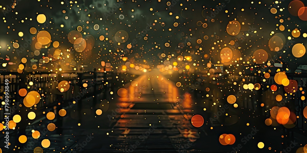 Poster soft and dreamy bokeh background accentuated by the enchanting presence of fireflies.