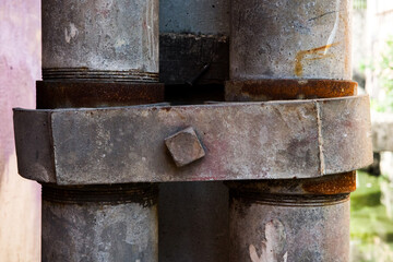 old pipe joint steel metal rusty on transparent background with a chain hanging from it high resolution