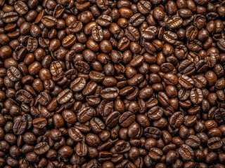 Obraz premium Rich Tapestry of Roasted Coffee Beans. background, texture
