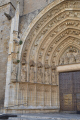 detail of cathedral of  Santa Maria de Castello de Empuries, Girona province, Catalonia, Spain