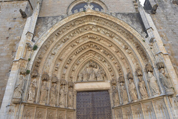 Obraz premium detail of cathedral of Santa Maria de Castello de Empuries, Girona province, Catalonia,Spain
