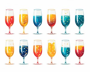 Birthday celebration glasses, filled with fun, simple vector graphic for party accessories ,  simple lines drawing