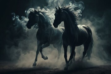 Obraz premium horse in the night content created with generative AI software.