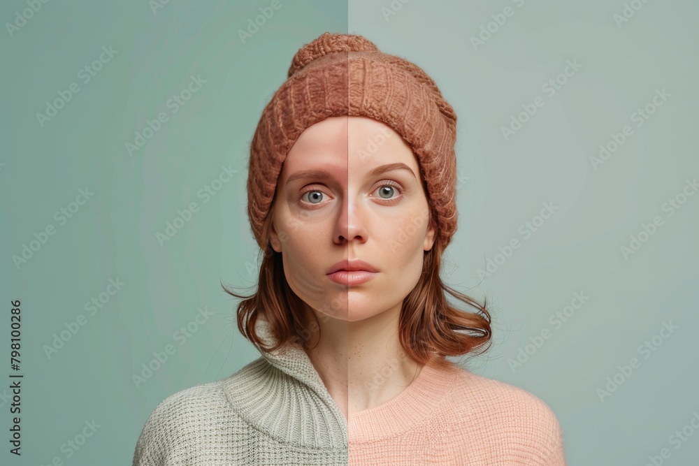 Poster comparison in aging with anti aging cream drives aging journey, integrating facial skin spectrum wit