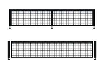 Two black pickleball nets icon. Silhouette vector illustration on white background