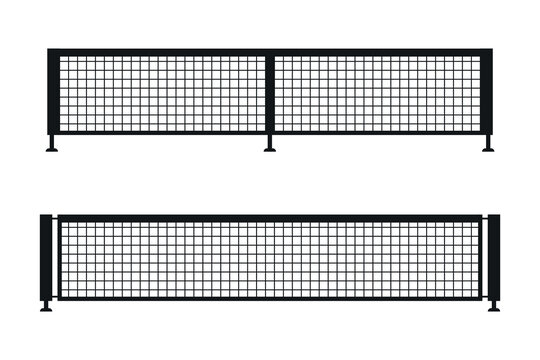 Two black pickleball nets icon. Silhouette vector illustration on white background