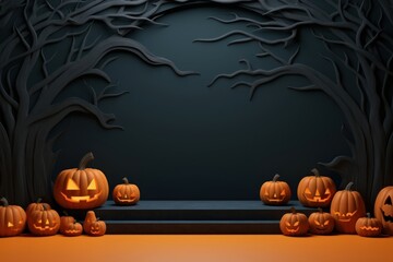 Halloween halloween anthropomorphic jack-o'-lantern. - obrazy, fototapety, plakaty