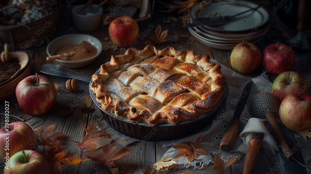 Poster apple pie on the table