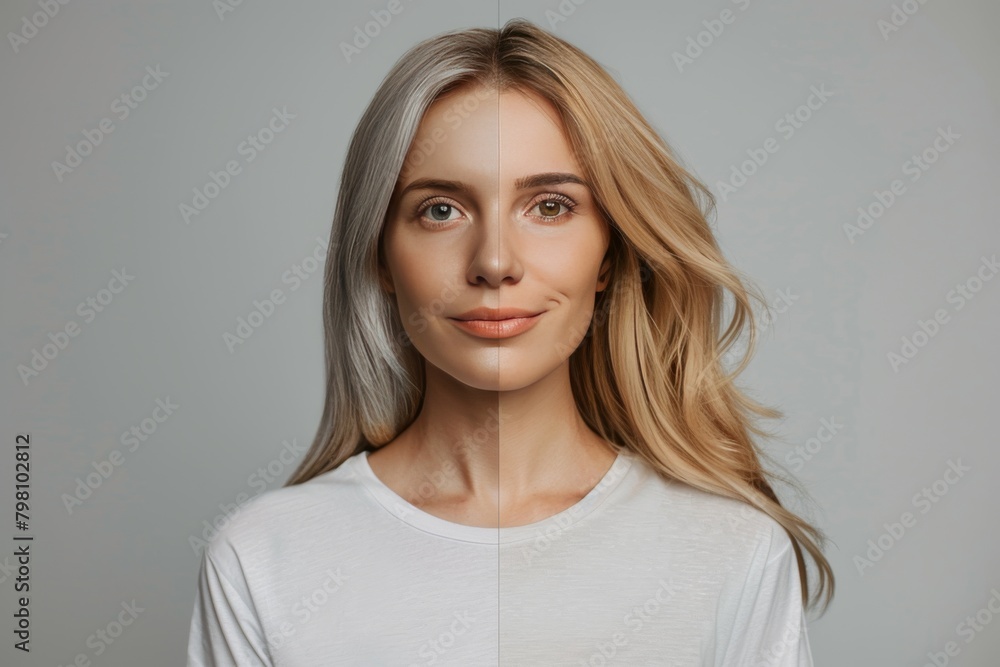 Poster portrait boost in aging optimistic mindset and aging halves examines age skin stage dynamics with fa