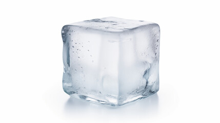 One ice cube on white background