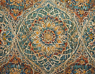 Multicolored floral patterns in traditional Central Asian, Ottoman, Turkish motifs