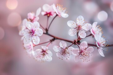 Obraz premium A breathtaking cherry tree adorned with delicate flowers, enchanting the surroundings with its stunning spring blossom display.