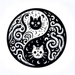 yin yang symbol made of cats