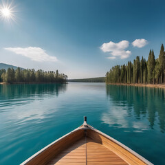 sailing on a boat on a turquoise lake on a clear sunny day