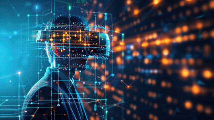 Businessman with virtual reality cyber security technology and protection,
