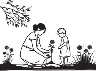 That lovely scene of the mother, Happy mothers Day, Vector illustration
