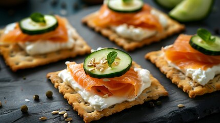 Smoked Salmon and Cream Cheese Cracker Bites, Elegant Appetizer