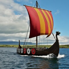 Viking Ship Ready Sail Vector