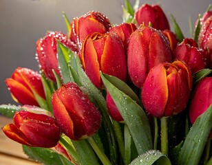 red tulips in the garden