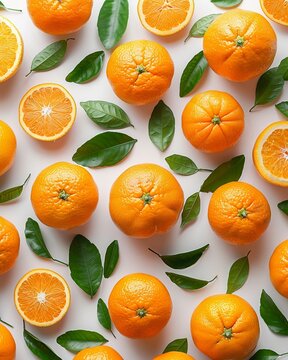 Fresh organic mandarin oranges, tangerine fruits, top view