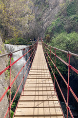 Obraz premium Hiking trail of Sabina over Monachil river in Monachil, Granada, Spain