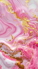 The Art of Suminagashi. Very nice pink and white paint with gold line. Golden swirl, artistic design. The style includes swirls of marble or ripples of agate. Elegant composition.	
