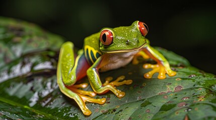 Fascinating australian white tree frog perched amid lush leaves, dumpy frog resting on branch - detailed closeup of exquisite amphibian beauty