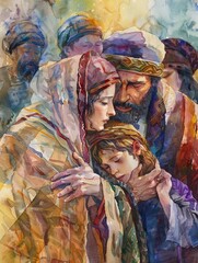 The Sacred Life and Devotion of the Revered Messiah in Vibrant Watercolor Painting