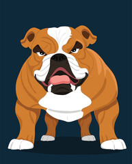 Angry bulldog front view vector illustration cartoon character design